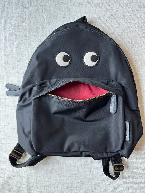 Anya Hindmarch Eyes Backpack Black Nylon Leather Trim Gold Hardware main image 7